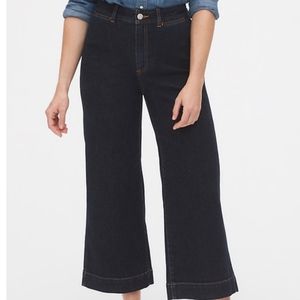 GAP High Rise Wide-Leg Crop Jeans 20 /35 Dark Blue